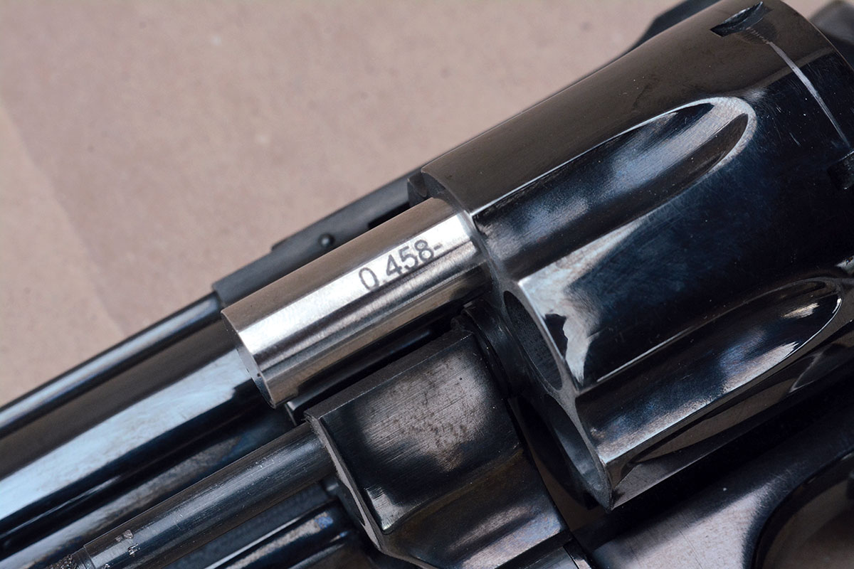 Smith & Wesson first began offering the 25-5 sixguns with long cylinders and chambered in 45 Colt in 1978, but for the first three years, most featured grossly oversized .458 inch throats that produced poor accuracy.